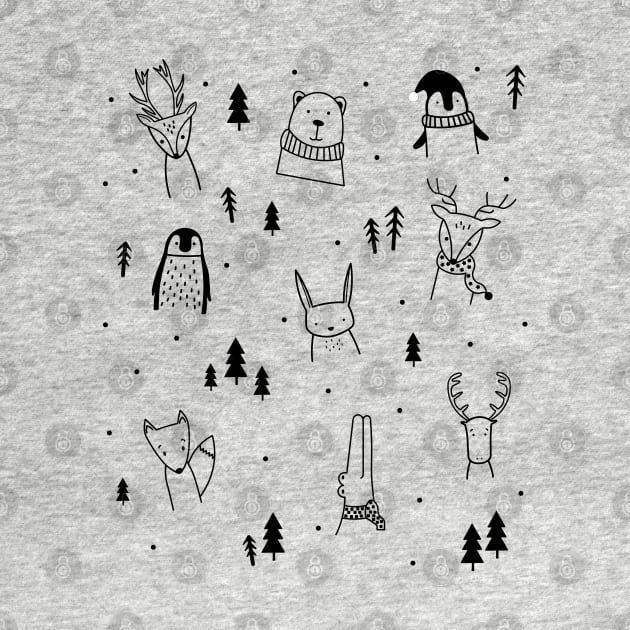 Winter Christmas Pattern With Funny Animals by Make It Simple